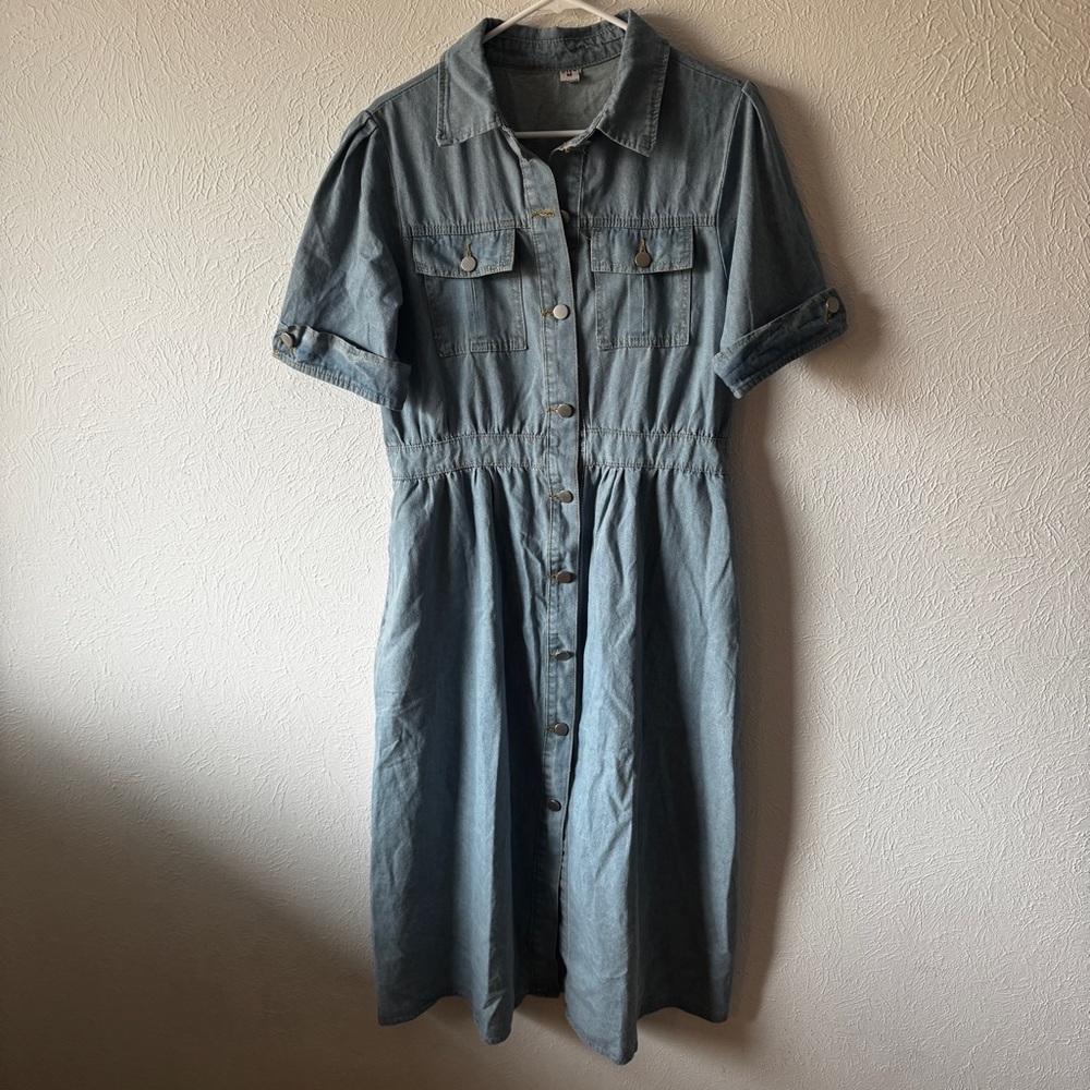 Vintage Western Denim Dress Below the Knee 100% cotton Size Medium